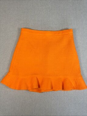 Zara Orange Mini Skirt with Ruffled Hem